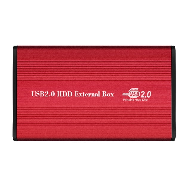 Boîtier de Disque Dur USB2.0 vers IDE 2,5 Pieds' IDE HDD Enclosure Boîtier de Disque Dur Portable Boîtier HDD en Alliage d'Aluminium Rouge
