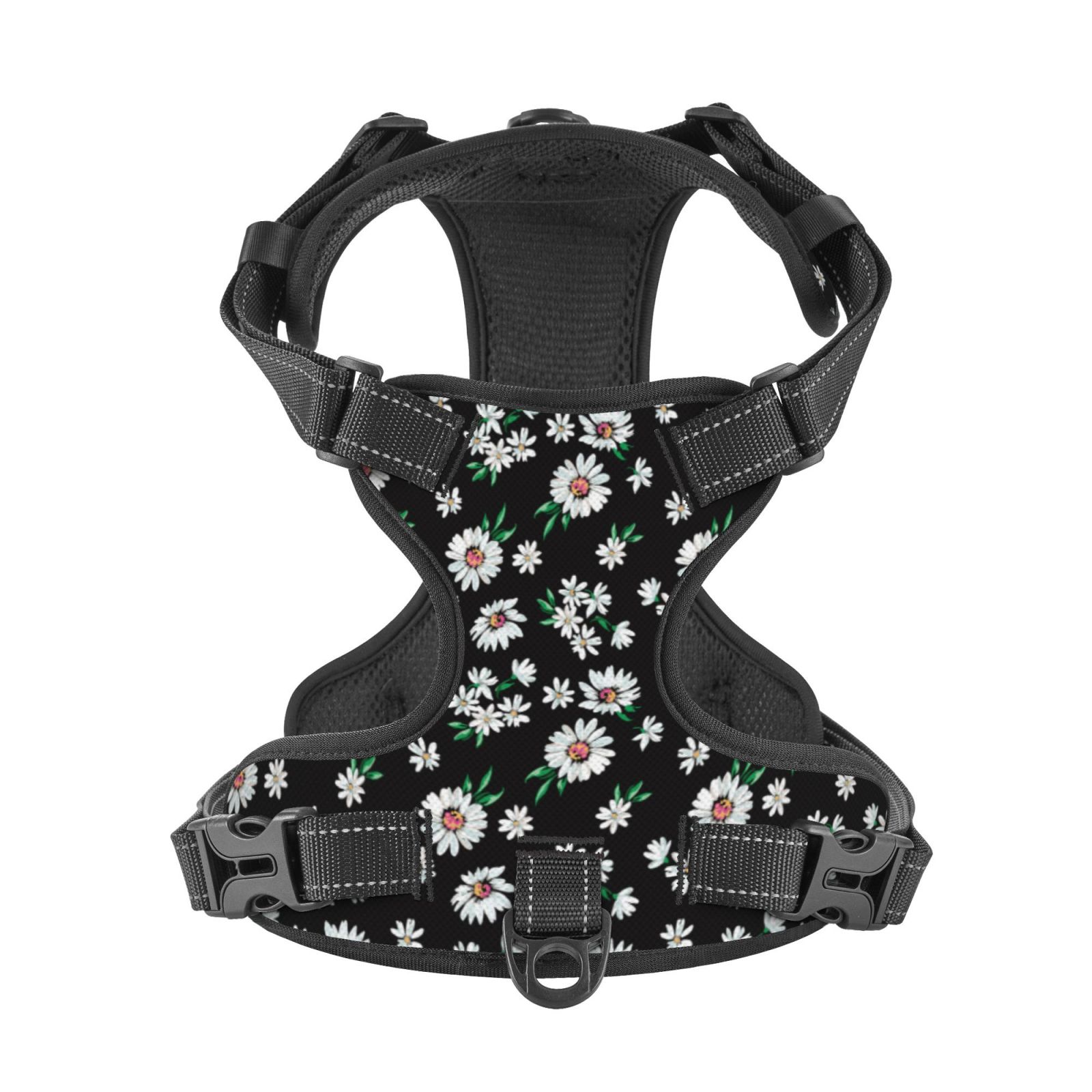 Kdxio Daisies Flowers Print No Pull Dog Harness Adjustable Reflective Oxford Easy Control Medium Large Dog Harness for Training and Everyday-X-Large