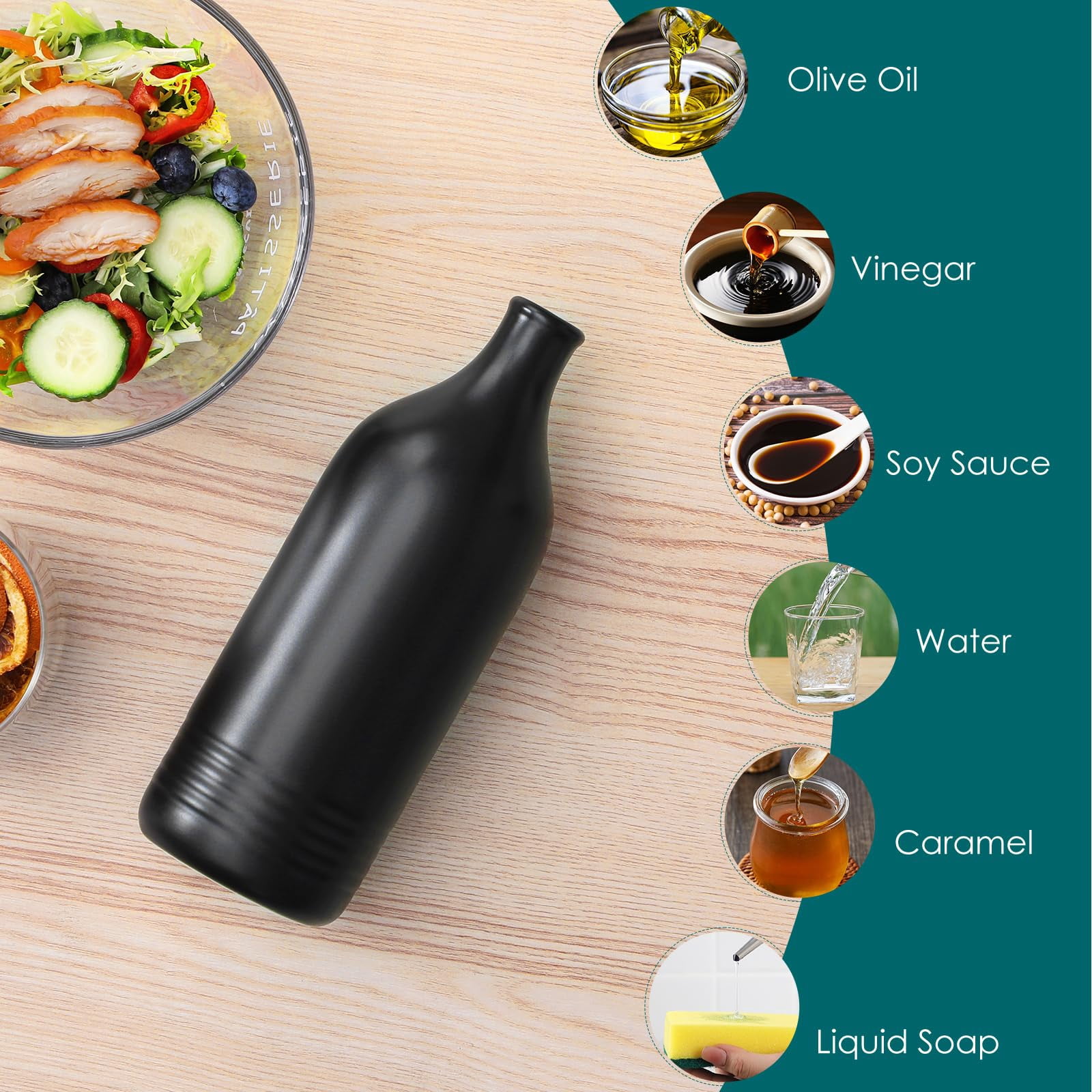 NexTone 20 Oz Ceramic Olive Oil Dispenser Bottle, Bottle Dispenser with Spout and Funnel for Kitchen,Suitable for Oil, Vinegar, Coffee Syrups & Other Liquids,Cream