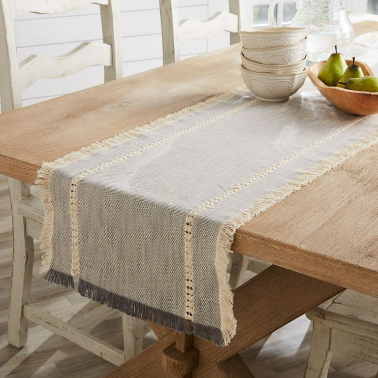Better Homes & Gardens Table Runner, Gray Fringe, 14" x 72"