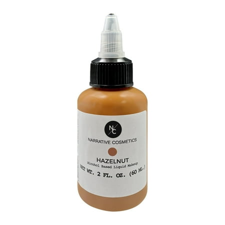 Narrative Cosmetics Flesh Tone Alcohol Airbrush Paints - 2 fl oz, Skin Safe, Quick Dry, Waterproof, Sweatproof, Transferproof Liquid Makeup for Tattoo Cover-Up, Bodypainting, FX Makeup - Hazelnut