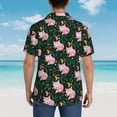 thumbnail image 4 of Susaid Pink Sleeping Fox Print Short Sleeve Shirts Button Down Casual Shirts Summer Beach Aloha Button Down Short Sleeve for Men ,Small, 4 of 7