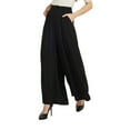 thumbnail image 3 of Women High Waist Casual Wide Leg Long Palazzo Pants Trousers Regular Size Black XL, 3 of 8