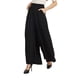thumbnail image 3 of Pantalones Palazzo Largos de Pierna e Informales de Cintura Alta para Mujer, Talla Regular Negro XXL, 3 of 8