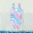 thumbnail image 4 of Baby Swimsuit Girl Kids Toddler Girls One Piece Swimsuit Cut Out Tie Dye Beach Sport Bathing Suit Swimwear Girls'swimwear Blue 9 Years-10 Years, 4 of 7