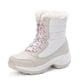 thumbnail image 1 of Botas de nieve de caña alta con forro polar de invierno para mujer, botas de nieve de tubo medio con cordones y suela ligera de EVA, zapatos de algodón Tide para mujer, 1 of 4