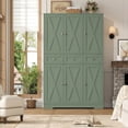 thumbnail image 2 of Hiphuta 67" Tall Farmhouse Kitchen Pantry Storage Cabinet with Door Shelves, 43" Wide Large Cupboard Hutch with 3 Drawers, Green, 2 of 7