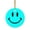 Cyan Aqua, variant on 1 Pack - Blue Classic Smiley Face Ceramic Christmas Ornament and Home Decor - 2.85 Inch Round