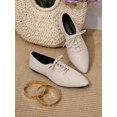 thumbnail image 4 of Women's Black Fashionable Solid Color Oxford Shoes Lace-up Pointed Toe Suede-like Flat, 4 of 4