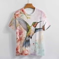 thumbnail image 3 of Flower Hummingbird Womens Tops Women's Fashion Casual Short Sleeve Flower Print Round Neck Pullover Top Blouse, 3 of 6
