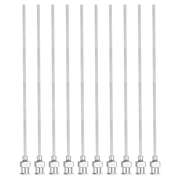 10pcs Agujas de Dispensación 16 Gauge 4 Pulgadas Punta Roma Conector Luer para Rellenar Pegamento Aceite Líquidos Espesos Tinta Uso de Laboratorio, Plata