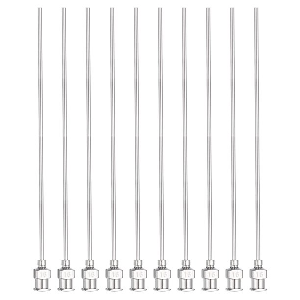 10pcs Agujas de Dispensación 16 Gauge 4 Pulgadas Punta Roma Conector Luer para Rellenar Pegamento Aceite Líquidos Espesos Tinta Uso de Laboratorio, Plata