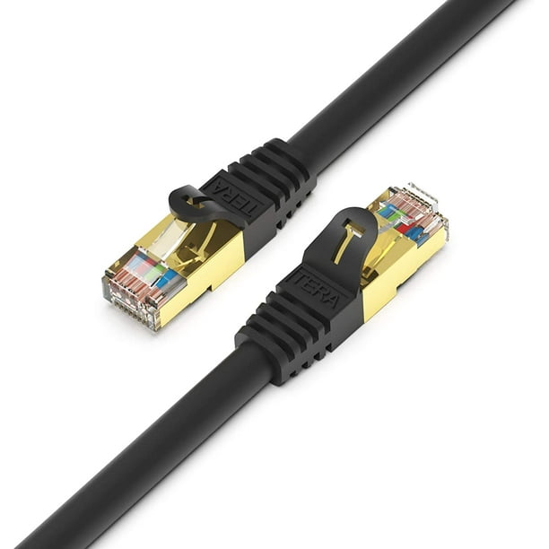 Tera Grand - 50FT - Premium CAT7 Double Blindé 10 Gigabit 600MHz Câble de Brassage Ethernet pour Modem Routeur Réseau LAN,