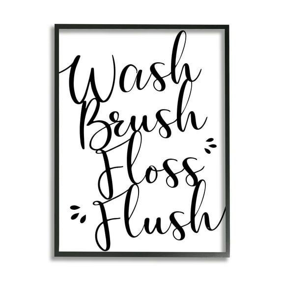 Stupell Industries Bathroom Rules Phrase Typography Painting Black Framed Art Print Wall Art, 11 x 14