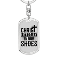 thumbnail image 5 of Christ In Our Shoes Stainless Steel or 18k Gold Premium Swivel Dog Tag Keychain, 5 of 10