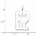 thumbnail image 2 of Sterling Silver Silver/Rhodium-Plated Elongated Number 62 Charm (20 X 8) Made In United States qes62, 2 of 2