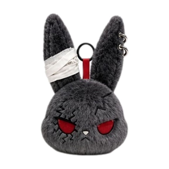 AUNVITO Halloween Dark Bunny Plush Keychain, Creepy Rabbit Hanging Pendant, Soft Stuffed Charm Accessory, Spooky Holiday Decor Ornament for Backpack Handbag Keys