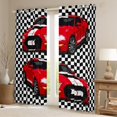 thumbnail image 2 of Manfei Red Racing Car Curtains Pack of 2 (42x84 Each) for Boys, Black White Checkered Buffalo Curtains Blackout, Extreme Sport Bedroom Curtains, Window Curtains Decor, 2 of 6