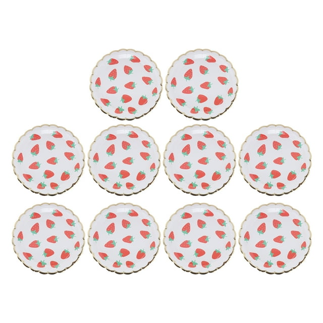 Disposable Tableware, Strawberry Paper Tableware Party Supplies Set 10Pcs For Seaside Paper Tray