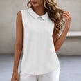 thumbnail image 2 of VBVC Women's Peter Pan Collar Sleeveless Blouse, Ladies' Waffle Woven Tank Top, Elegant Solid Color Work Shirt For Women,White,S-2XL, 2 of 8