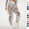 thumbnail image 2 of Pantalones de yoga deportivos para correr y fitness para mujer, de punto sin costuras, sexys, a rayas, que absorben la humedad, de estilo europeo y americano, 2 of 6