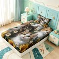 thumbnail image 4 of meiyoeat Cute Animal Cat Twin Sheets,Retro Rustic Floral Sunflowers Bedding For Girls,3-Piece1 Flat Sheet, 1 Fitted Sheet and 1 Pillowcase, 4 of 6