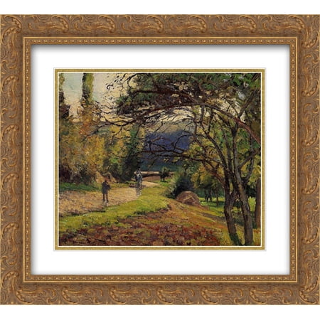 Camille Pissarro 2x Matted 24x20 Gold Ornate Framed Art Print 'The Little Bridge, Pontoise'