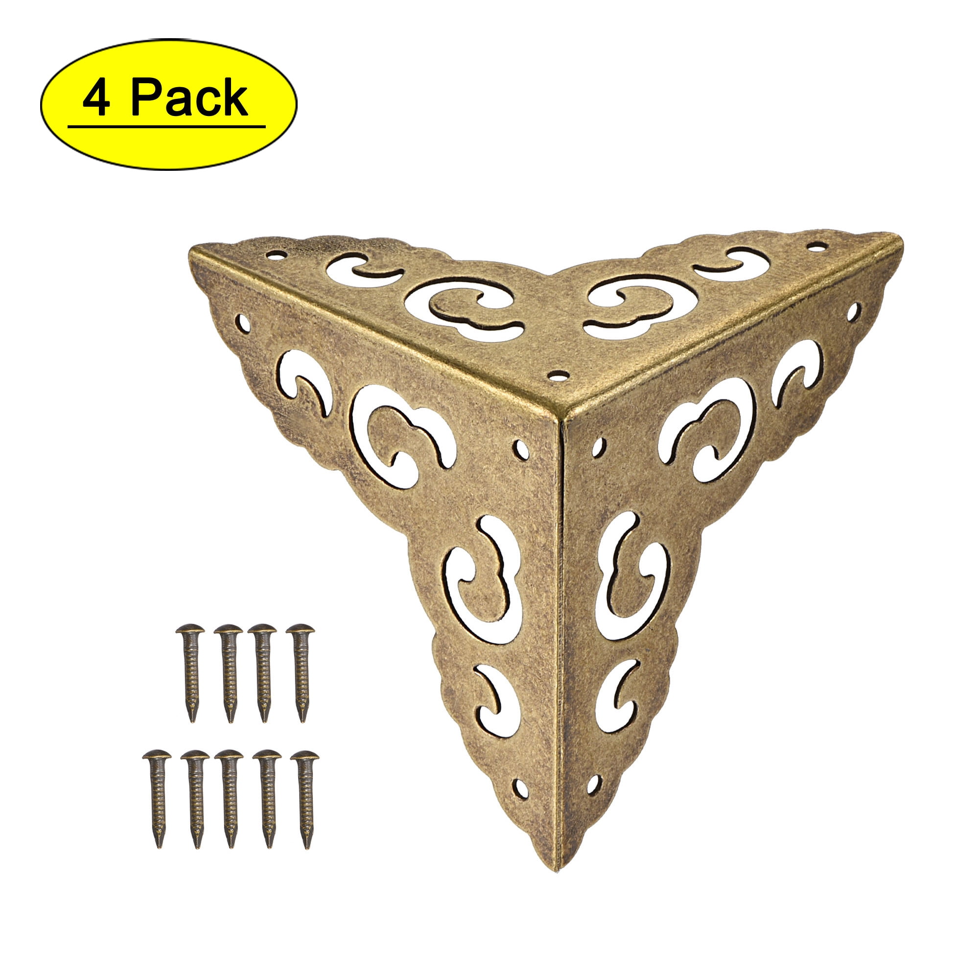 Uxcell 50x50x50mm Metal Box Corner Protectors Brass Oxidation Bronze ...