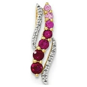14k Yellow Gold Lab Created Pink Sapphire/Lab Created Ruby & Real Diamond Pendant