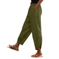 thumbnail image 2 of Delayuji Womens Linen Pants Casual Short Stacked V Slub Pants Trousers Spring Summer Outfits, 2 of 6