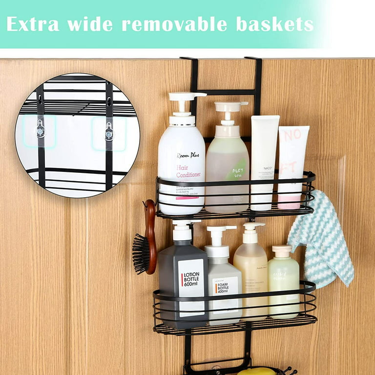 3Tier Over The Door Shower Caddy, Hanging Shower Basket Organizer Shelf Bathroom, Size: 5.3, Black