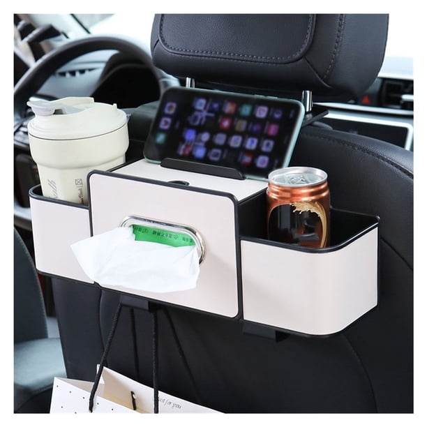 Caja de almacenamiento multifuncional for respaldo de asiento de automóvil con soporte for pañuelos y ganchos