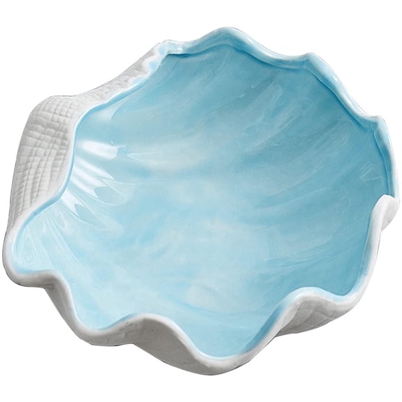 Farcauo Large Shell Jewelry Dish Tray Ceramic Shell Ring Holder 6.7" x 7" x 2.4" inches Seashell Bowl Cute Jewelry Organize Key Storage Tray Decorative Trays for Home Decor Porcelain Jewelry Deco