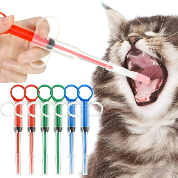 6 Pieces Pet Medicine Feeding Syringe Pet Tablet Syringe with 2 Tips 2in1 Pet Pill Liquid