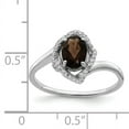 thumbnail image 2 of Sterling Silver Oval Smokey Quartz & Diamond Ring, 2 of 2
