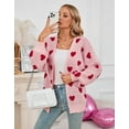 thumbnail image 2 of Women's Heart Knit Cardigan Sweater, V-Neck Long Sleeve Loose Fit Casual Knitwear for Fall and Winter, 2 of 7