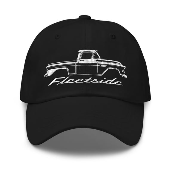 1958 Chevy Apache Fleetside Dad hat for Antique Pickup Truck Owners Cap (Black)