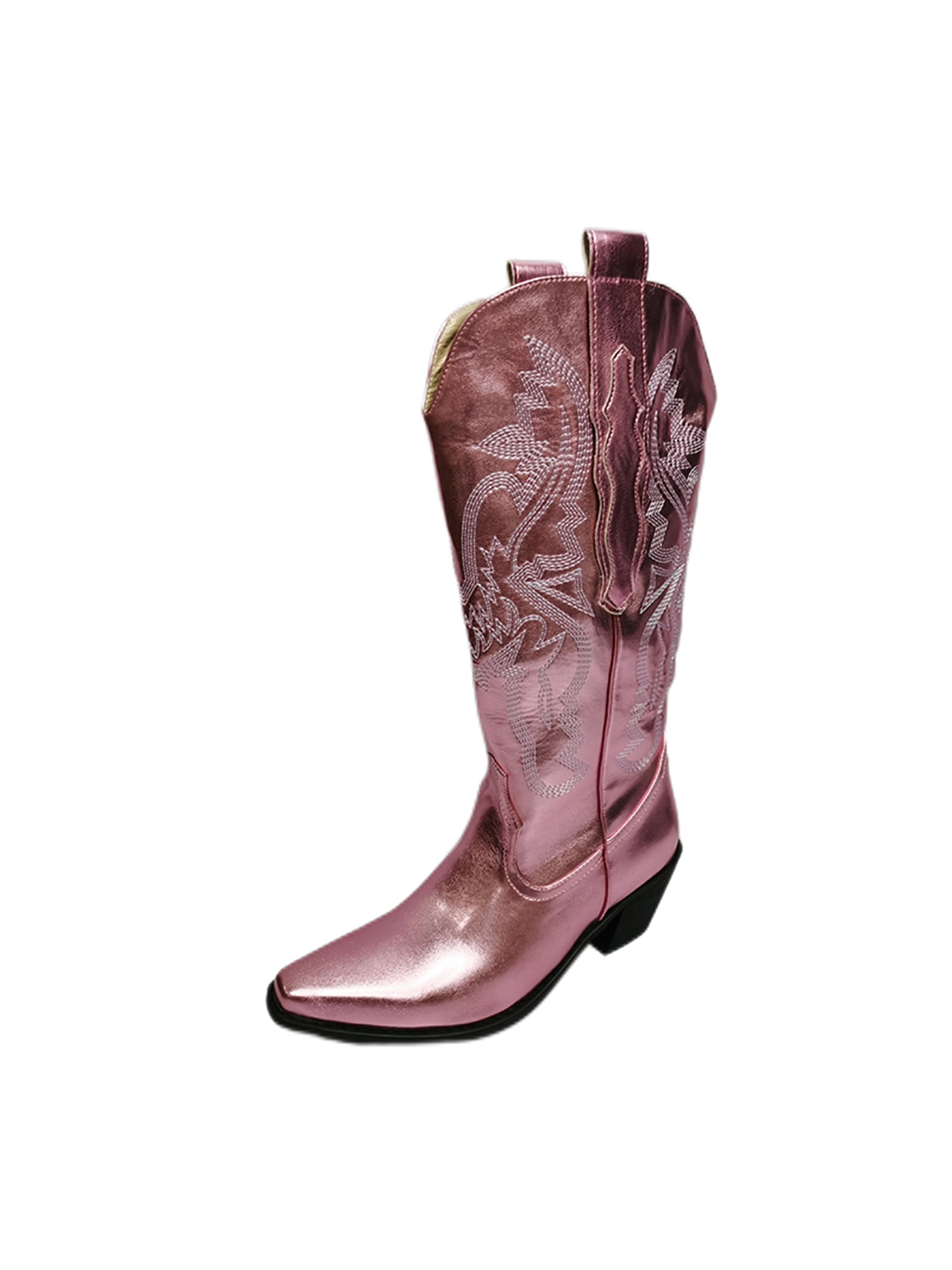 Transitorio intelectual Incentivo SIMANLAN Womens High Calf Boot Wide-Calf Winter Shoes Pointed Toe Western  Cowgirl Boots Party Comfort Riding Booties Casual Embroidered Vintage  Bootie Pink 7 - Walmart.com