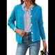 thumbnail image 1 of Cárdigan de Punto para Mujer, Informal, de Larga, con Botones, Abierto, Moderno, para Exteriores Azul Pavo Real S, 1 of 9