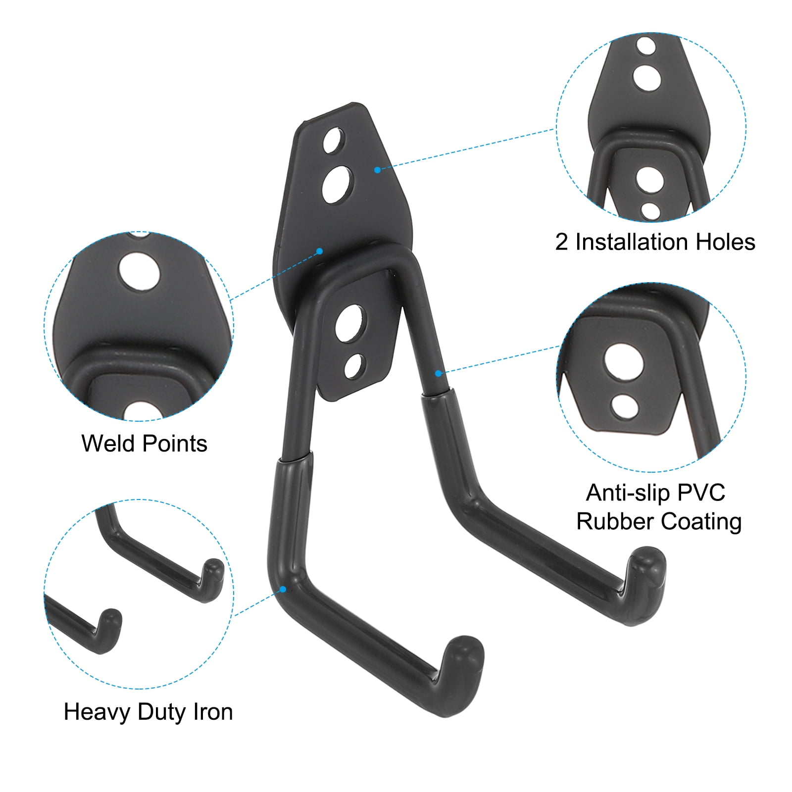 Unique Bargains Durable Garage Storage Hooks Wall Mount Hanger 2.56"x 2.68"x4.33" Black