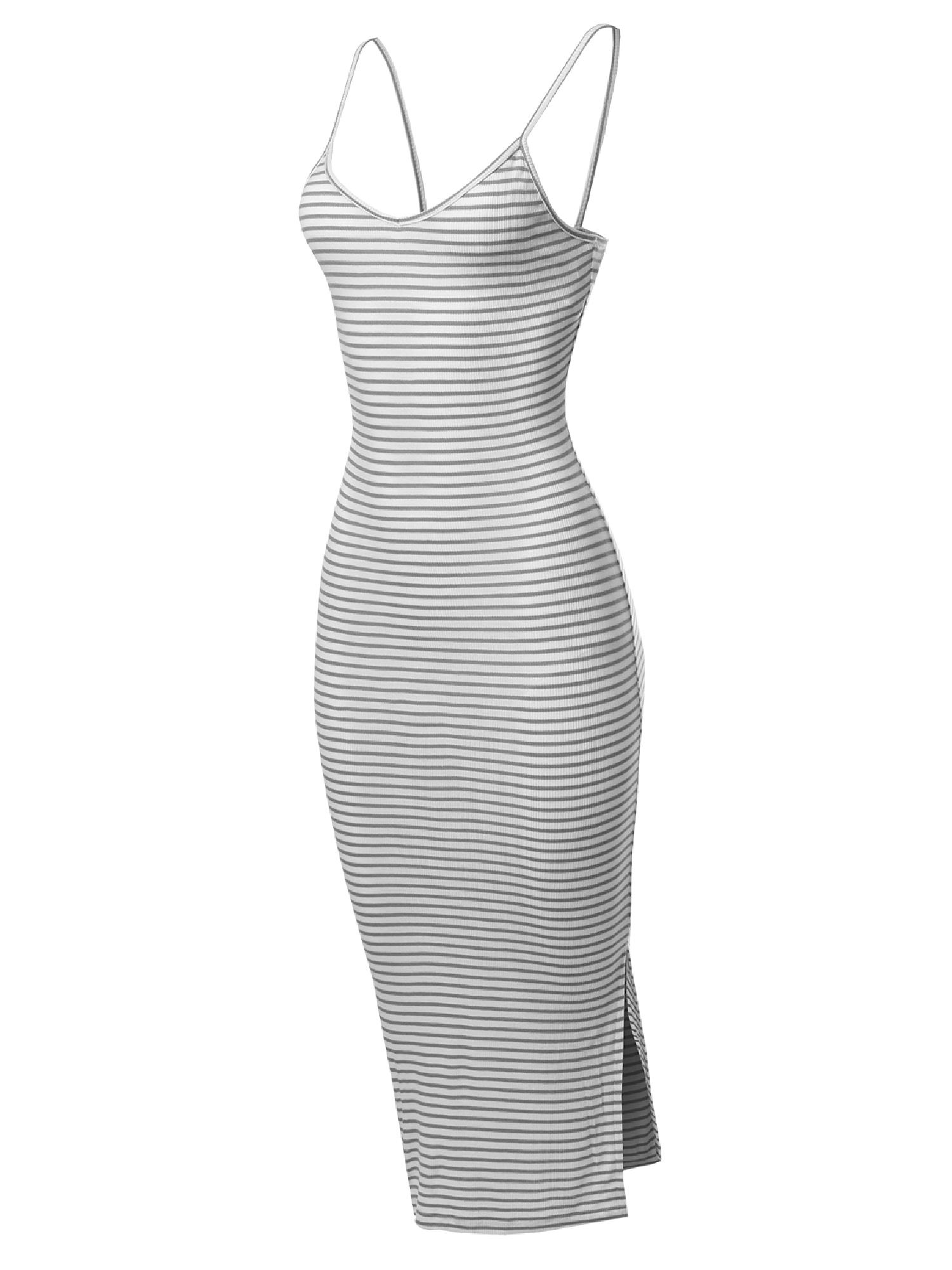 FashionOutfit FashionOutfit Women's VNeck Strappy Yarn Dye Stripe