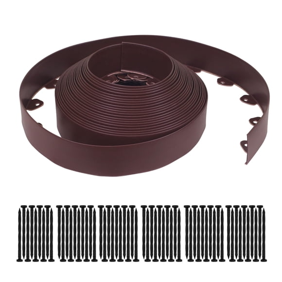Bordura de Jardín Gardzen 18 m Marrón, 7.6 cm de Altura con 60 Estacas