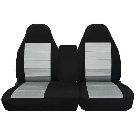 Fits 2001-2003 Ford F-150 Cotton Seat Covers (40/60 High Back) W/ Console Cover Blk Silver