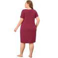 thumbnail image 4 of Camisón de encaje de talgrande pamujer, mancorta, cuello en V, pijama, rode dormir, vestido Burgundy 3XL, 4 of 6