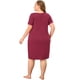thumbnail image 4 of Camisón de encaje de talgrande pamujer, mancorta, cuello en V, pijama, rode dormir, vestido Burgundy 3XL, 4 of 6
