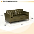 thumbnail image 7 of ACMEASE Classic Faux Leather Tufted Backrest Loveseat with Two Bolster Pillows, Olive Green, 7 of 7