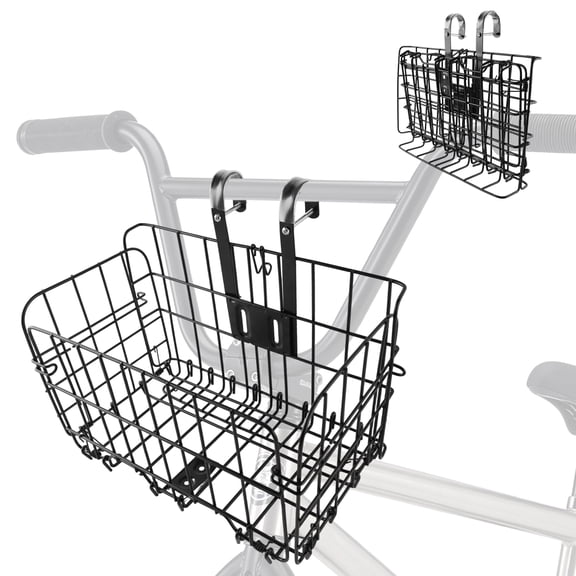 cyrico Bike Basket, Heavy-Duty Metal Foldable Front & Rear Bike Basket, Bicycle Cargo Rack with Handles for Bike Accessories, Mountain and Adult Bikes