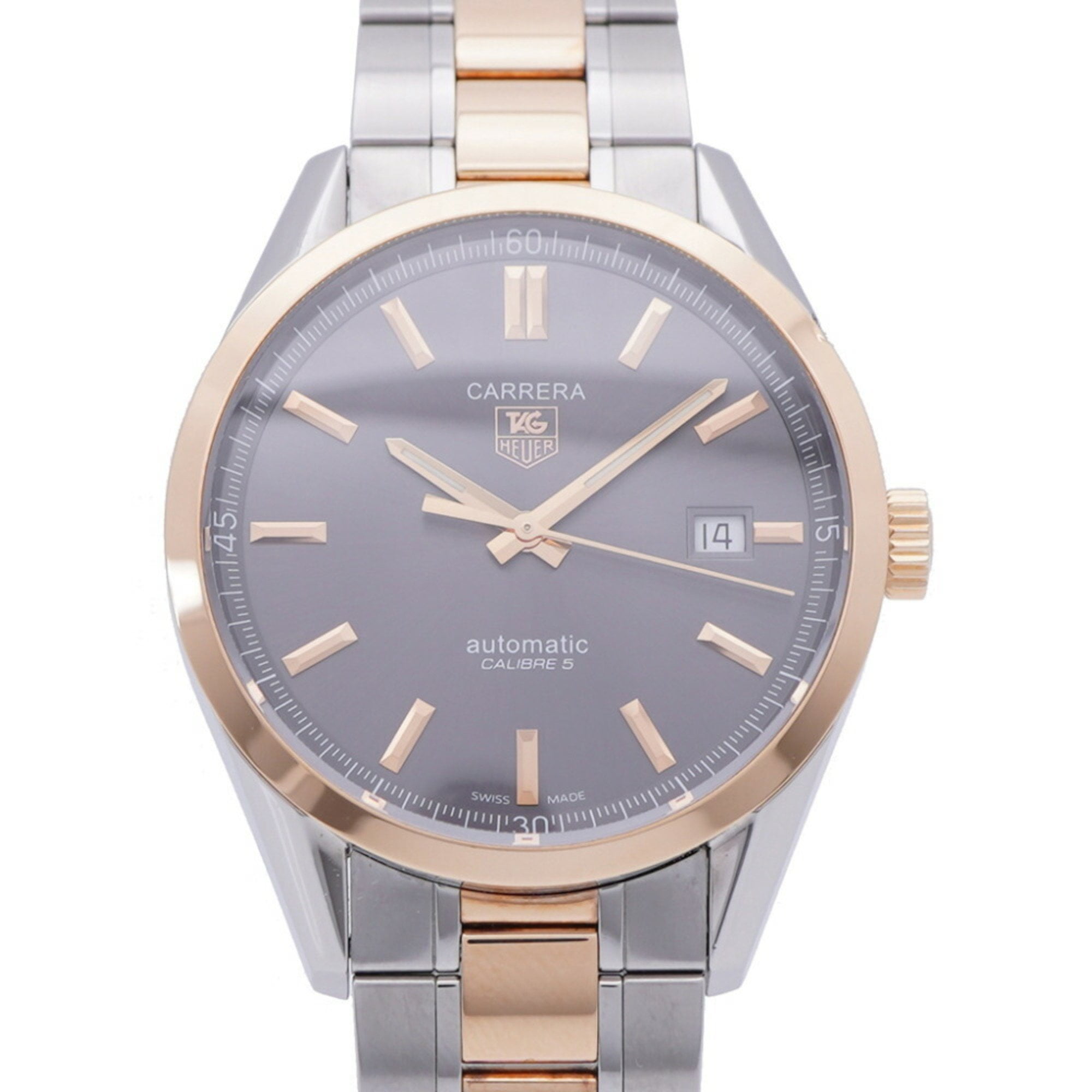 Pre-Owned TAG Heuer Carrera Caliper 5 WV215F 18KGP/SS Automatic Watch Grey 0173TAG... (Good)