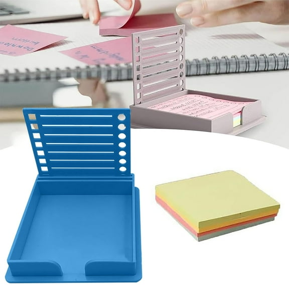 Sticky Note Holder with Stencil, Sticky Note Dispenser Compatible with Post-It Note, Post It Note Template and Organizer for Self-Sticky Note Pads(Sticky Notes Contain)