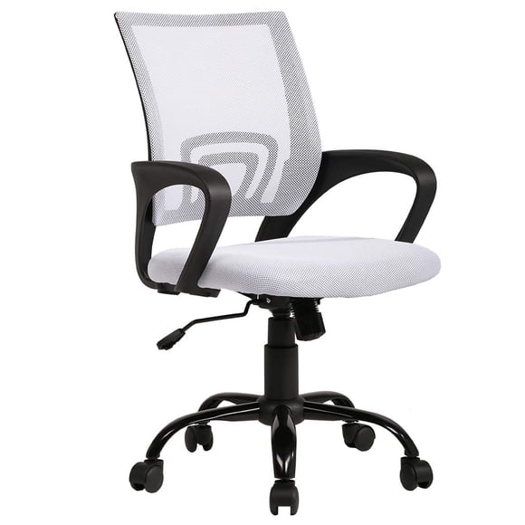 Silla de oficina BestOffice, soporte lumbar ergonómico de malla, color blanco